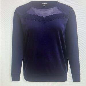 Torrid 2 French Terry Crew Neck Mesh Inset Raglan Sweatshirt Navy Blue 2x NWT
